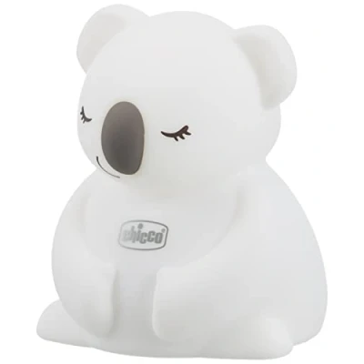 Immagine di Chicco Luce Notte, Notturna Ricaricabile Per Bambini a Forma Di Simpatico Koala, Notte Portatile, Morbido Materiale, 8 Luci Multicolore, Cavo USB Incluso, 0 Mesi+