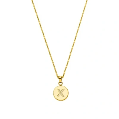 Immagine di PURELEI® collana X Coin (oro, argento), donna lunga con iniziale e pietre preziose, ciondolo lettera in acciaio inossidabile, regolabile da 50 a 55 cm