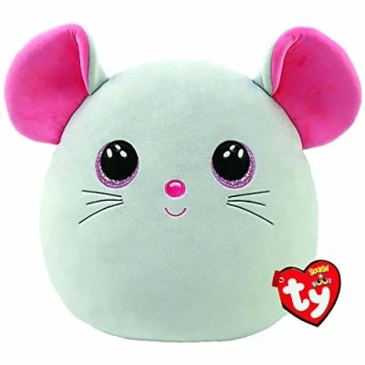 Immagine di TY Squishy Beanies Catnip il Topolino, Morbido Cuscino di Peluche con Occhioni Rosa Glitter, Idea Regalo per Grandi e Piccini, Tutti da Collezionare 22 cm T39224
