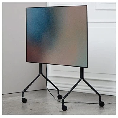 Immagine di Pedestal Moon Rollin&#039; Porta TV con Ruote Piedistallo Moderno per Soggiorno Carrello dal Design Danese Mobile (Nero)