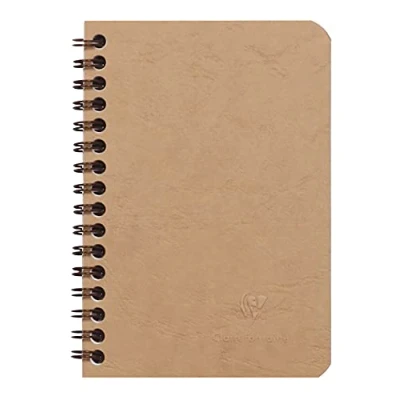 Immagine di Clairefontaine 78592C collezione Age Bag Taccuino a Spirale tabacco 9x14 cm 100 pagine quadretti piccoli carta Bianca 90 g Copertina in Lustrée grana grossa effetto cuoio
