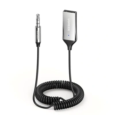 Immagine di UGREEN Ricevitore Bluetooth 5.3 per Auto con Jack AUX da 3,5mm e Adattatore Audio Wireless USB Microfono Incorporato Cavo Altoparlante Domestico Amplificatore Altoparlante, Argento