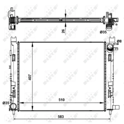 Immagine di NRF 58443 Radiatore motore Alluminio 510 407 26 Alette di raffreddamento saldate DACIA: SANDERO 2, Duster II, Dokker Express, RENAULT: Clio 4, Captur