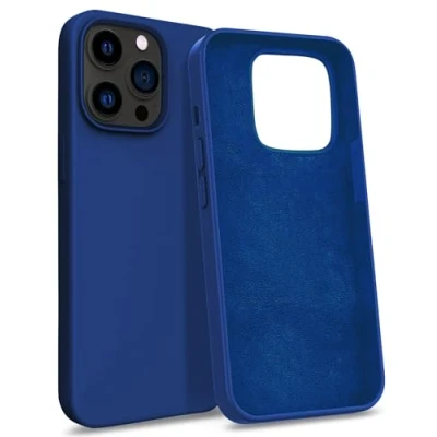 Immagine di MyGadget Custodia per iPhone 13 Pro Max Hardcase con Strato Microfibra &amp; Cover Silicone Resistente Protezione Antigraffio Antiurto Blu Scuro