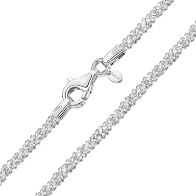 Immagine di Amberta Collana Diamantata in Argento Sterling 925 per Donna Popcorn 1.7mm: Girocollo 40 cm