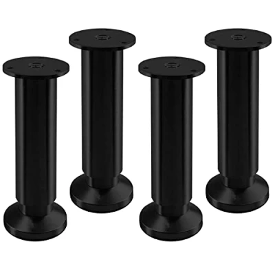 Immagine di SOTECH Set di 4 piedini per mobili ALPHA supporto regolabili anodizzati neri, carico fino a 250 kg Altezza: 150 mm