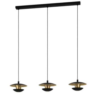 Immagine di EGLO Lampada LED a sospensione Nuvano, 3 luci, nero/oro