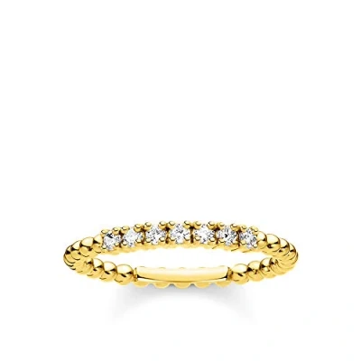 Immagine di Thomas Sabo anello da donna palline con pietre bianche oro argento sterling 925 placcatura giallo 750 TR2323 414 14