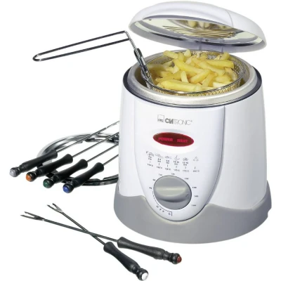 Immagine di Clatronic FFR 2916 Friggitrice e macchina per la fonduta 840 W Con regolazione manuale della temperatura Bianco, Grigio