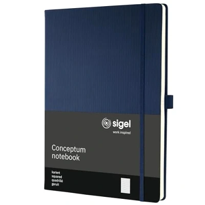 Immagine di SIGEL CO646 Taccuino premium con quadretti, A4, copertina rigida, blu, Conceptum