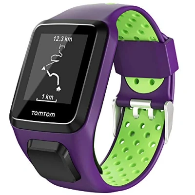 Immagine di Keweni Compatibile con Cinturino Tomtom, in Silicone di Ricambio per Tomtom Adventurer Golfer 2 / Runner 2/3 Spark/Spark 3 (Viola Verde)