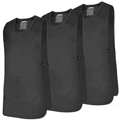 Immagine di MISEMIYA Pacchetto 3 unità Grembiule Pulizia Uniforme di Lavoro Clinica Ospedale Veterinario IGIENE OSPITALITÀ Ref.868 Large, Nero 21