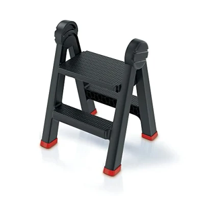 Immagine di Kistenberg Scala pieghevole con 2 gradini (accesso a due lati, pieghevole, portata fino 150 kg, piedini antiscivolo, plastica, 470 x 435 630 mm)