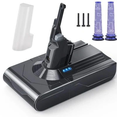 Immagine di Batteria per Dyson V8, Morpilot 6500mAh di Ricambio V8 Absolute Fluffy Animal SV10 Motorhead Slim Total Clean Extra con 2 Filtri
