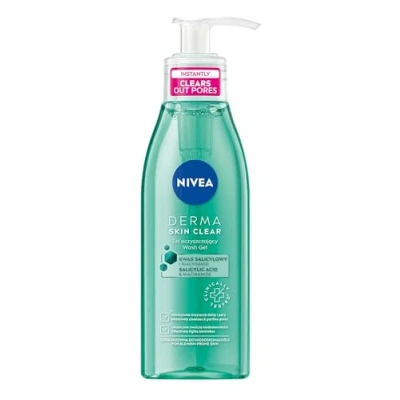 Immagine di NIVEA Derma Skin Clear gel detergente viso (1 x 150 ml), formulato per pelli con imperfezioni, acido salicilico e niacinamide