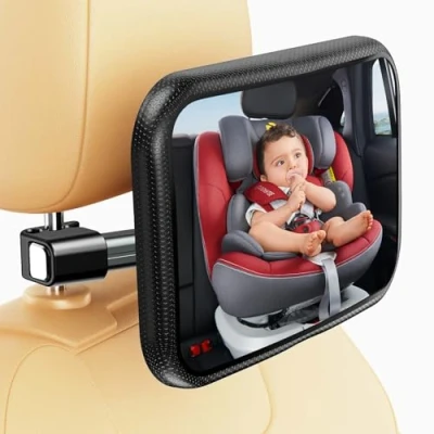 Immagine di Specchietto Retrovisore per Auto Bambini, Blumacht 100% Frantumazione Sedile Posteriore del Bambino Auto, Seggiolino Regolabile a 360 il Retro