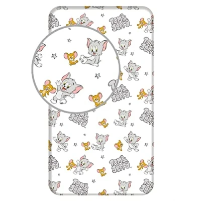 Immagine di Tom &amp; Jerry Lenzuolo con angoli elasticizzati in 100% cotone, 90 x 200 cm