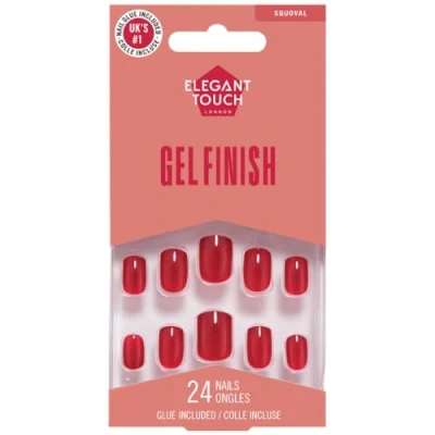 Immagine di Polished Colour 24 Nails With Glue Squoval Rich Red