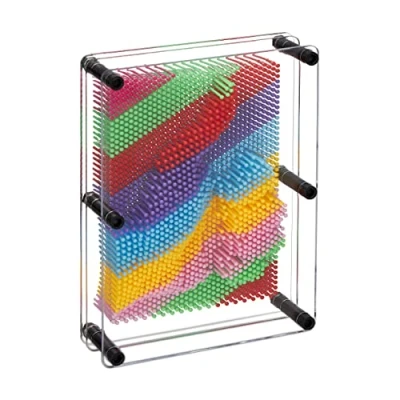 Immagine di Relaxdays Pin Art 3D, Board Pins per Sculture, Pinpressions, Gioco con i Chiodini Modellanti, H x L: 20x15, Multicolore