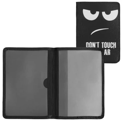 Immagine di kwmobile Custodia Ecopelle per Libretto Circolazione Auto Cover Portalibretto con Scomparti Porta Tessere Patente Foderina Portadocumenti Don&#039;t touch my Car