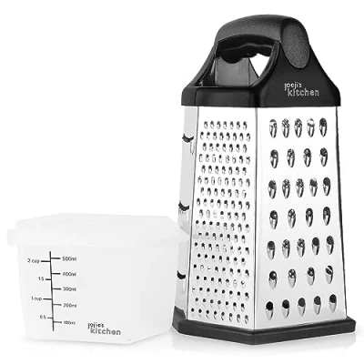 Immagine di Joeji&#039;s Kitchen Grattugia per Formaggio 6 facce con contenitore Affettatrice Trituratore Zester multiuso acciaio inox verdure e formaggi Facile da Pulire