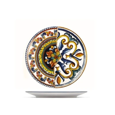 Immagine di H&amp;h set 6 piatti frutta positano in stoneware decorato cm 21
