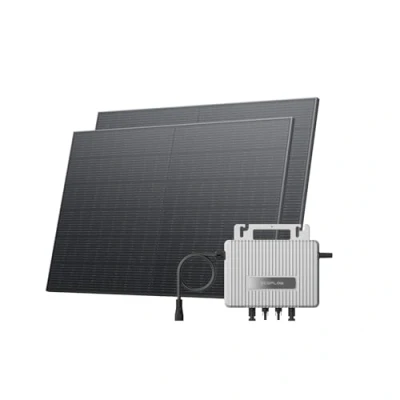 Immagine di EcoFlow STREAM Fotovoltaico da balcone, 600W microinverter, 2x400W pannelli solari FV, inverter grid tie intelligente con controllo Wi Fi/app per balconi, giardini, tetti, pareti verticali