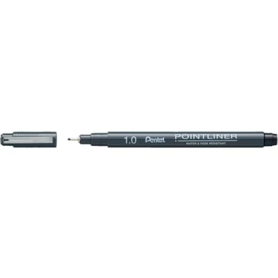 Immagine di Pentel Pointliner S20P 10A Fineliner, impermeabile, resistente alla luce, 1,0 mm, colore: Nero