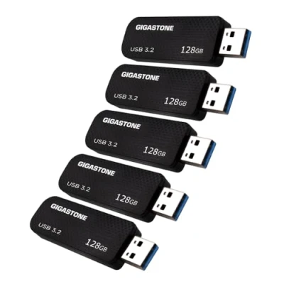 Immagine di Gigastone Chiavetta USB 128 GB Set da 5, Z30 3.2 Gen 1 Professional Serie, Senza cappuccio con design retrattile, compatibile interfaccia 2.0 / 3.0 3.1