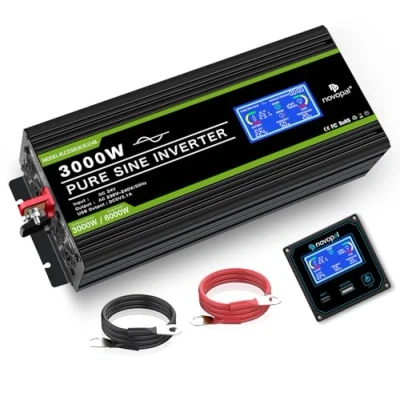 Immagine di Novopal inverter 24v 220v onda pura di potenza 3000w con Display LCD Intelligente 2 EU Presa una porta USB and 5 Metri Telecomandoper per camion camping macchina da caffè