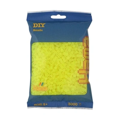 Immagine di Hama perline 201 34 da stirare con circa 3.000 midi colorate diametro di 5 mm, giallo neon, divertimento creativo per bambini dai anni in su
