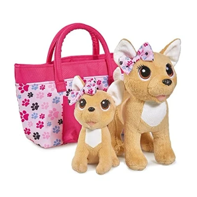 Immagine di Simba 105893213 ChiChi Love Happy Family, cane di peluche Chihuahua in due diverse misure, 20/14 cm, con borsa alla moda, a partire dai 3 anni su