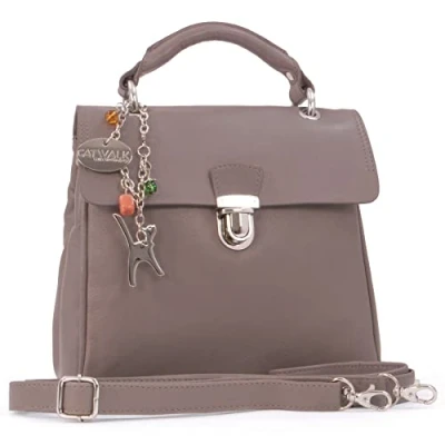 Immagine di Catwalk Collection Handbags Vera Pelle Borsa a Tracolla/Borse Mano/Spalla/Con una Cinghia Regolabile e Rimovibile Con Ciondolo Forma di Gatto Pandora GRIGIO