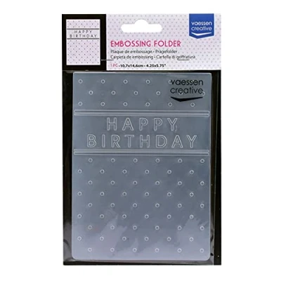 Immagine di Iris Ohyama Vaessen Creative Cartella per Embossing, Happy Birthday, 6 x 10,8 0,5 cm, 1 Pezzo, Compleanno, Nascita, Biglietti di Natale e Artigianato Carta, 14,6x10,8x0,5