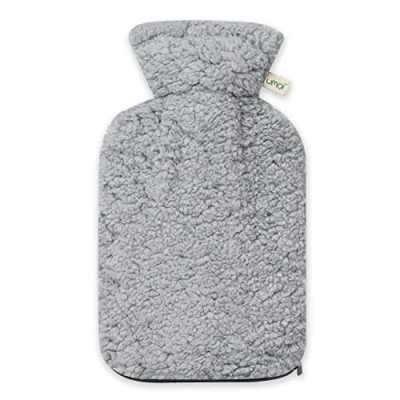 Immagine di Borsa dell&#039;acqua calda de caucho natural 2 litros con funda felpa forro extra y cremallera, bolsa agua caliente Certificado BS1970:2012 (Gris)