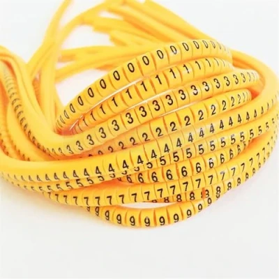 Immagine di Marcatura Dei cavi Segnacavi in ​​PVC EC 0 1 for Numero da a 9 Dimensioni cavo 1,5 mm² colore giallo isolamento Clip Di Fissaggio Del Cavo(EC yel