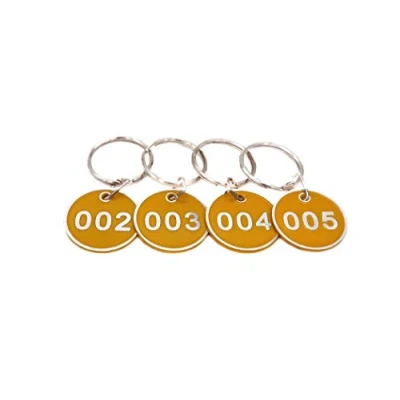 Immagine di NanTun Set di targhette portachiavi numerate in lega alluminio, con numero identificativo, 100 pezzi, Yellow, 1 to