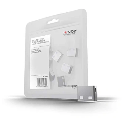 Immagine di LINDY Blocco porta USB Port Lock + Key Kit da 4 Bianco incl. 1 chiave 40454