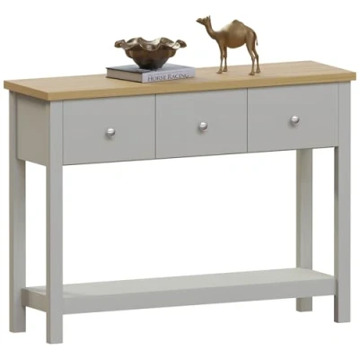 Immagine di Vida Designs Arlington Consolle con 3 Cassetti, Legno Ingegnerizzato, Grigio e Quercia, W D, Grey &amp; Oak, H 74 x L 100 P 30 cm Circa