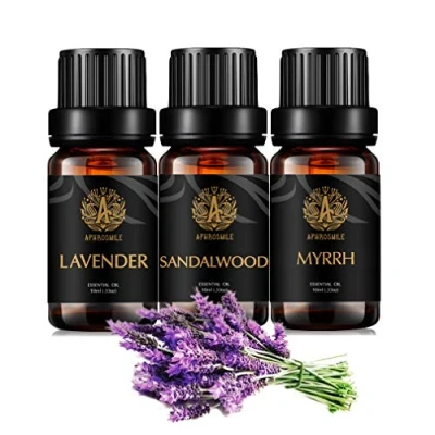 Immagine di Aromaterapia mirra olio essenziale Set per diffusore, 3X10ml 100% puro legno di sandalo Oil Kit for umidificatore Mirra, sandalo, lavanda Set, oli