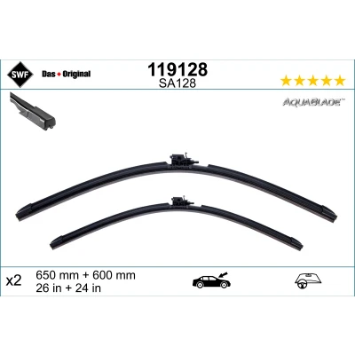 Immagine di Spazzola tergi Swf 119128 anteriore Spazzole flat blade non riscaldato MERCEDES BENZ: Sprinter 3.5 t Van, 5 Camion pianale / Telaio