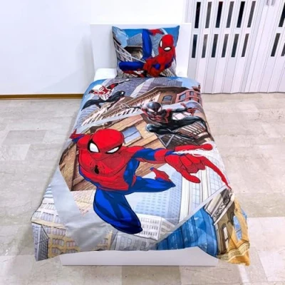 Immagine di Uomo Ragno SPIDERMAN Maschera Bianca e Miles Morales Set di biancheria da letto un copripiumino 140x200cm una federa 70x90cm 100% cotone Multicolore