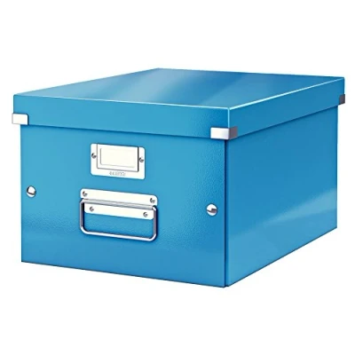 Immagine di Leitz Click &amp; Store WOW Scatola Archivio Media, per Riporre e Trasportare Documenti A4 Oggetti di Medie Dimensioni, Adatta a Casa Ufficio, Blu, 60440036