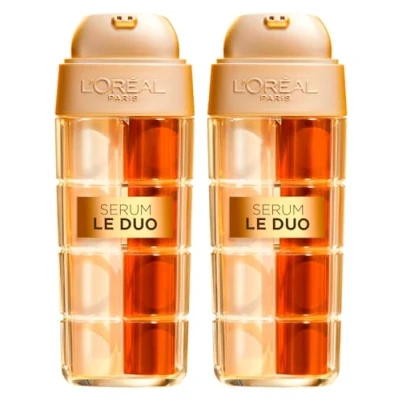 Immagine di L&#039;Oréal Paris Le Duo Siero Anti Età Per Tutti i Tipi di Pelle Doppia Azione Rassodante e Illuminante Con Collagene Vitamine B3 C Age Perfect Serum 2 Flaconi da 30ml
