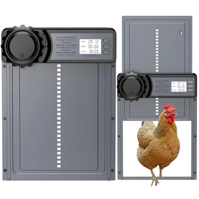 Immagine di CHAMUTY Porta Automatica per Pollaio con Display, Alluminio, Timer di Ritardata Serale e Mattutina, Automatica, Grigio