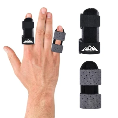 Immagine di supregear Dita a Stecca, Confezione da 2 per Raddrizzare e Supportare Rotte Scatto, Medio, Indice, Anulare, Mignolo, Grigio Scuro