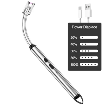Immagine di Newaner Accendino Elettrico, Accendini USB Ricaricabile, 360 Flessibile Accendigas Elettrico Cucina Lungo Antivento per Candele Leggere Stufe a Gas Barbecue da Campeggio Camino (Argento)