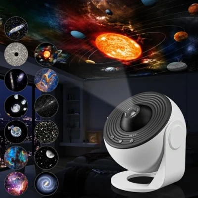 Immagine di AGSTMG Proiettore Stellare Soffitto 13 in 1 Planetario Galassia Luce Notturna Cielo Stellato con Sistema Solare Luna Nebulosa timer per Bambini Adulti