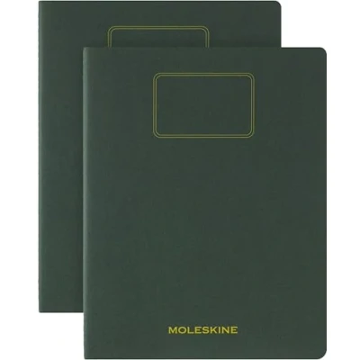 Immagine di Moleskine Student Cahier Journal, Set 2 Quaderni per Appunti con Pagine Bianche Staccabili, Copertina in Cartone e Adesivi, Colore Verde Mirto, Formato XXL 21,6 x 27,9 cm