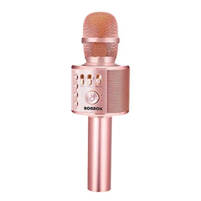 Immagine di BONAOK Microfono Karaoke Wreless Bluetooth, 3 in 1 Palmare Portatile Mic Regalo di Compleanno Altoparlante per Feste a Casa iPhone/Android/iPad, PC Smartphone Plus oro rosa